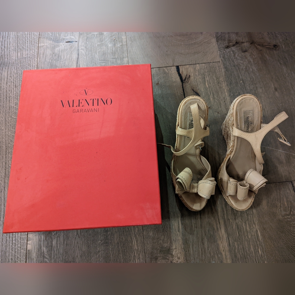 Valentino Garavani Leather Wedge Espadrille